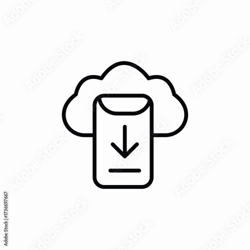 phone cloud download icon sign vector