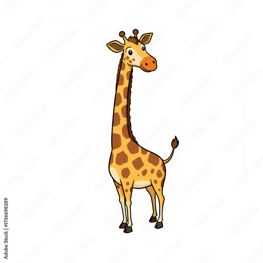Fototapeta premium Cartoon giraffe on a white background