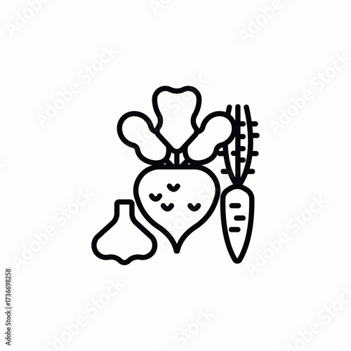 vegetables carrot garlic radish icon sign vector