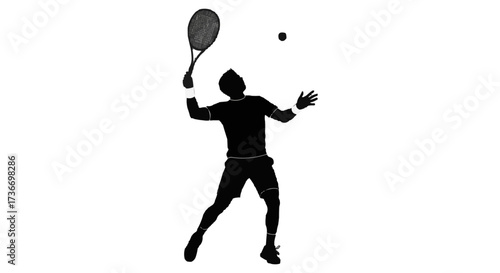 Dynamic tennis player poised to serve the ball with power and grace, silhouette action shot