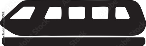 Minimalist Side View Monorail Train Silhouettes Vector Icon