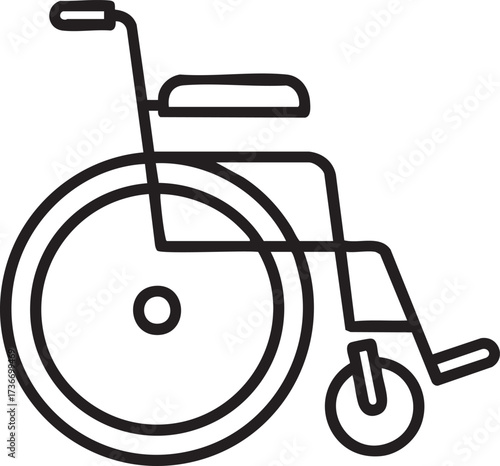Minimalist Single-Stroke Wheelchair Silhouettes Line Art Icon