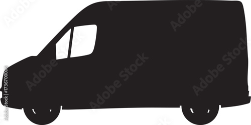 Modern Cargo Delivery Van Silhouettes Vector Side View