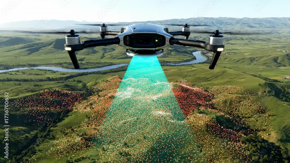 custom made wallpaper toronto digitalDrone Lidar Scanning Over Landscape Creating 3D Map