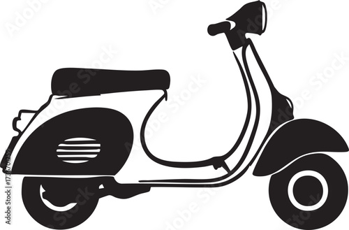 Retro Italian Scooter Silhouettes with Bold Brush Stroke Effect Vintage Moped Icon