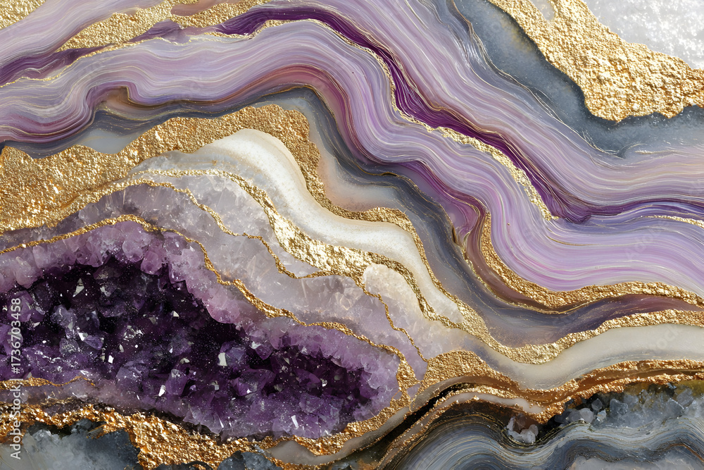 Obraz premium Intricate patterns of natural gemstone cross section for creative design