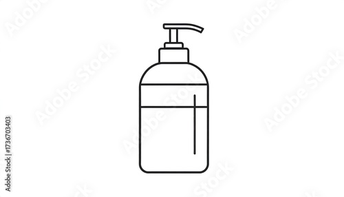Simple black outline drawing of a bottle with a pump dispenser.