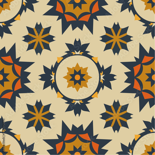 bai cloth eight-petal medallion seamless pattern for packaging and textile branding