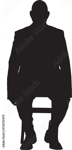 vector,silhouette o front view of a man sitting on chair