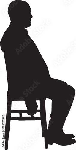vector,silhouette o side view of a man sitting on chair