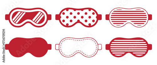 Collection of Red Goggles and Sleep Masks with Various Designs