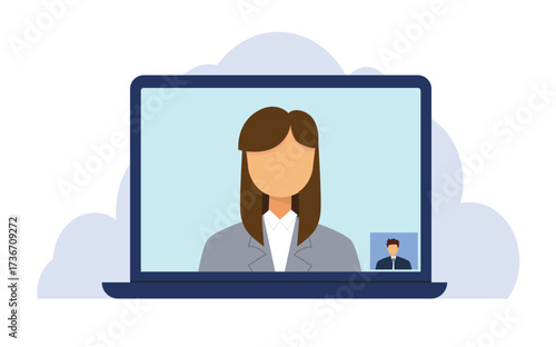 Display of business people online meeting screen. Online meeting and team communication concept
