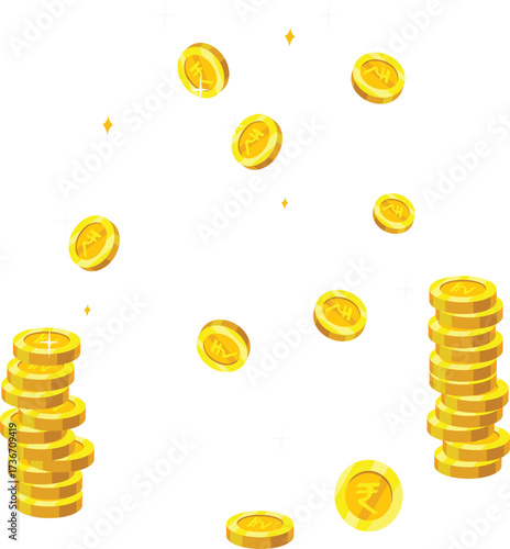Indian Currency Gold Coins Vector