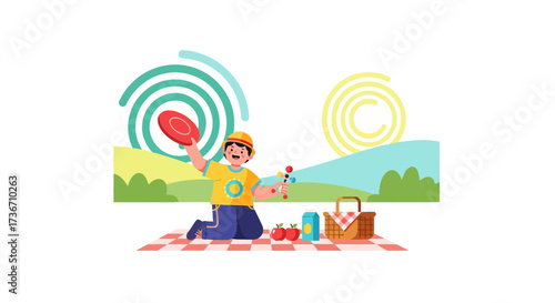 Joyful Day Out In Nature: A Youngster's Picnic Celebration At The Meadow