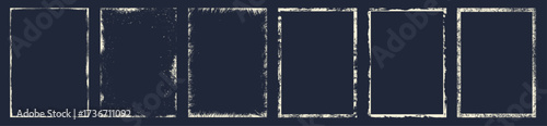 Grunge rectangle frame set, distressed textured borders collection, rough vintage edges for posters, flyers, covers, photo overlays, shabby graphic elements isolated vector design decoration templates