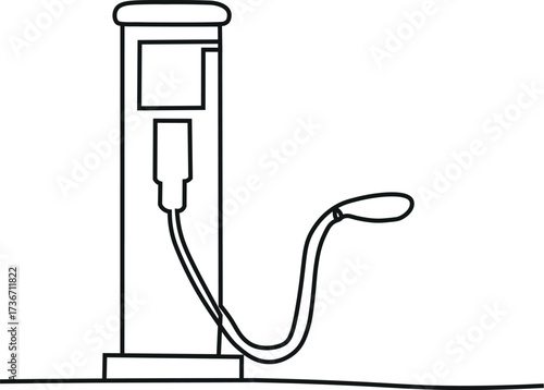 One continuous line drawing of A car is refueling at a fuel station vector illustration. Fuel Station illustration simple linear style vector concept. Fuel station design suitable for design asset.