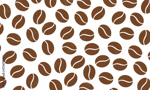 Seamless Pattern of Brown Coffee Beans on a White Background