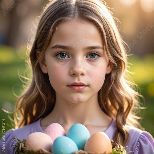 Girl with Easter eggs