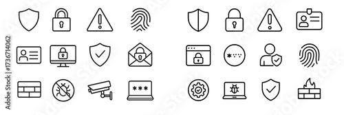 Collection of security and privacy icons designed for digital safety and protection