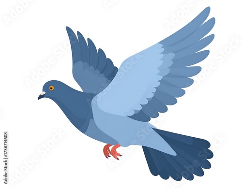 A stylized illustration of a dove in flight, showcasing a vibrant shade of light blue.