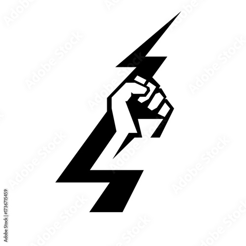 Fist male hand, proletarian protest symbol. Power sign	
