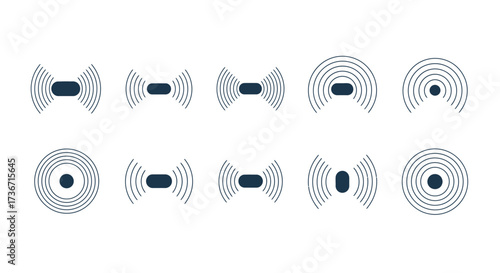 Collection of Signal Waves Expanding from Central Objects Illustrating Wireless Communication Transmission and Reception Concepts
