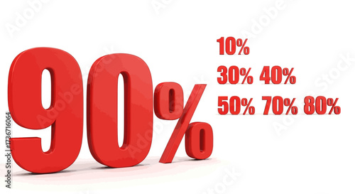 Ninety Percent Discount Offer With Various Percentage Options and Sale Promotions