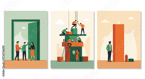 Illustrating Business Growth Teamwork and Career Progression Opportunities for Success