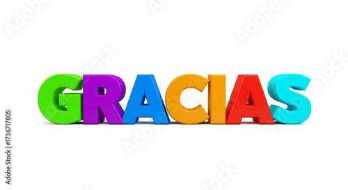 Colorful 3D Letters Forming the Word Gracias Thank You Message Illustration