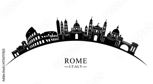 Iconic Rome Skyline Silhouette Featuring Historic Landmarks and Architectural Masterpieces of the Eternal City Italy