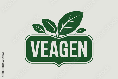 Veagen logo design for vegan products and healthy lifestyle brand with green leaf elements