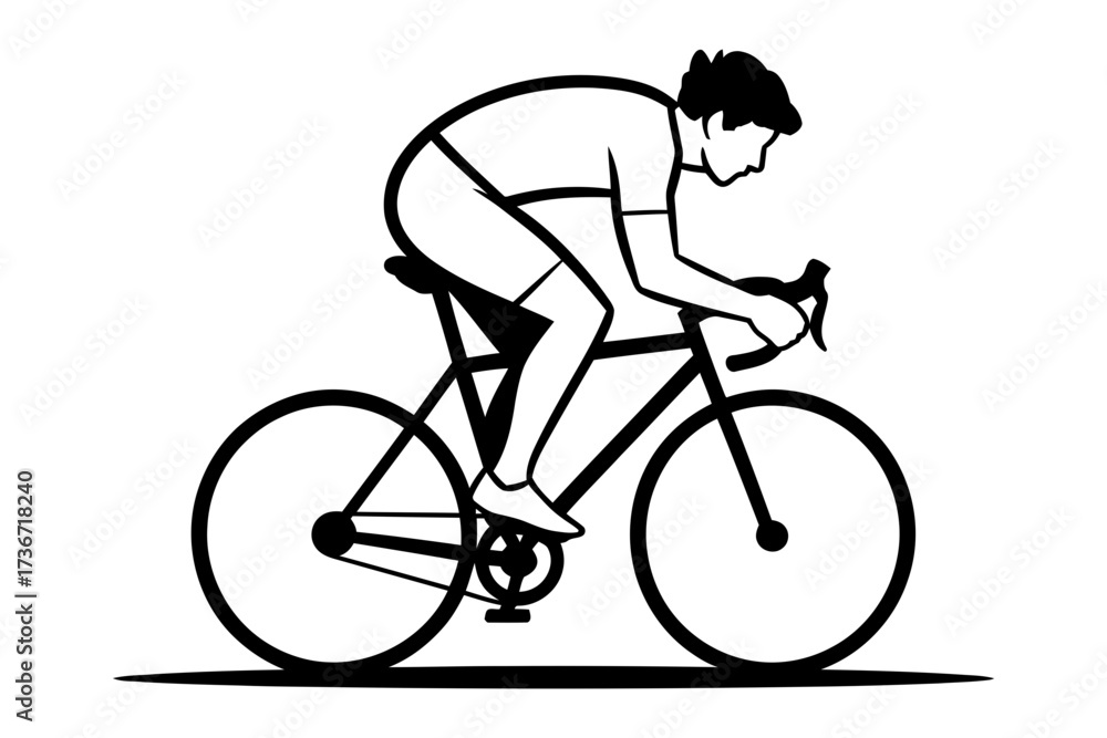 Fototapeta premium Cycling illustration vector graphic of cyclist riding bike for sports and fitness design use