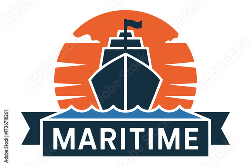 Maritime industry services company logo design for shipping and logistics solutions vector art