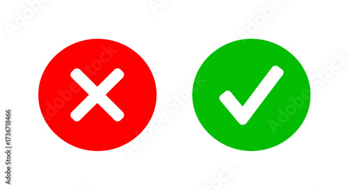 Visual Representation of Correct and Incorrect Choices with Red Cross and Green Checkmark Icons