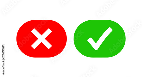 Visual Representation of Correct and Incorrect Choices with Red Cross and Green Tick Symbols