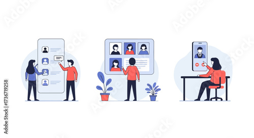 Online Meeting Collaboration and Communication for Remote Teams Working Virtually and Digitally