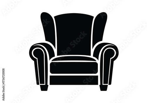 Vector art of black armchair in vector format