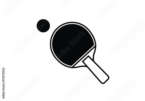 Vector art of table tennis in black and white