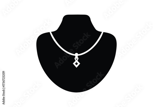 Vector art of silhouette of a necklace on a mannequin