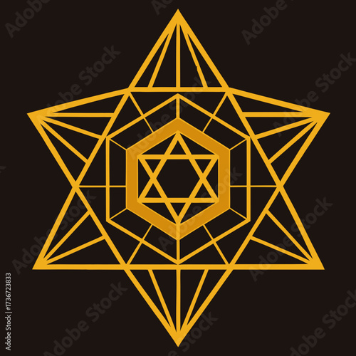 geometric mandala with triangular golden patterns