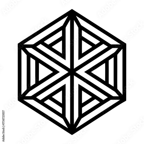 hexagonal mandala parallel straight lines forming