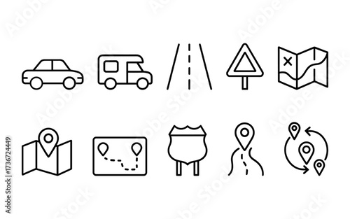 A modern and minimal set icons showcasing a variety of travel luggage and bags. Ideal for apps, booking platforms, airlines, packing guides, and travel blogs.