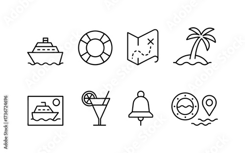 A modern and minimal set icons showcasing a variety of travel luggage and bags. Ideal for apps, booking platforms, airlines, packing guides, and travel blogs.