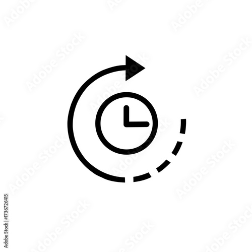 Time in reverse icon. Back and return symbol. Clock sign with arrow. Vector illustration