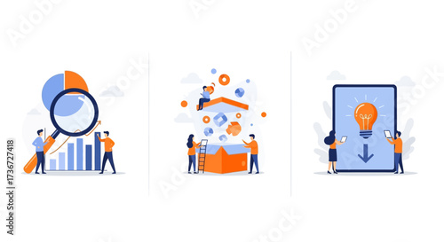 Illustrating Concepts of Business Analytics Innovation Product Development and Idea Generation with Tiny People Characters