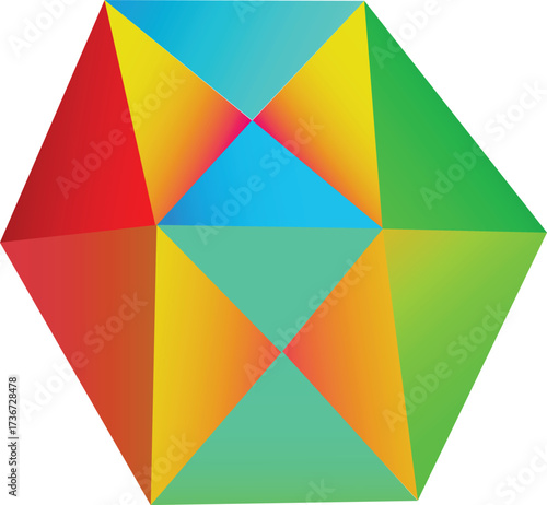 Colorful Low Poly Geometric Hexagon Pattern