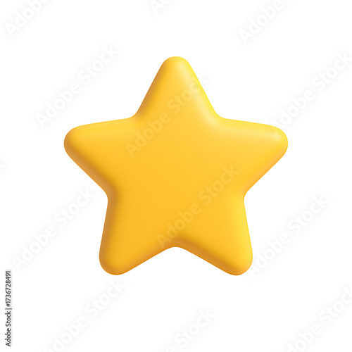 A single yellow star with rounded edges isolated against a solid transparent background in a simple style