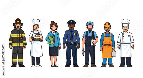 Diverse Collection of Professionals Representing Various Occupations and Trades