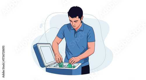 Man Preparing a Cooler with Drinks and Food for a Picnic or Outdoor Activity