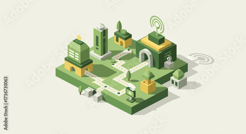 A Sustainable and Connected Urban Environment Showcasing Modern Infrastructure and Green Design Principles